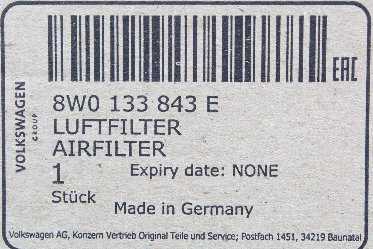 Audi A4 S4 A5 S5 2.0 TSI Air filter element 8W0133843E