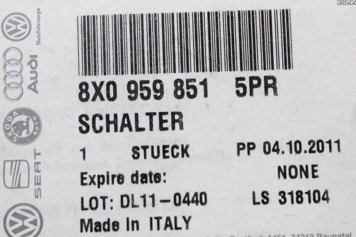 Audi A1 Q3 RSQ3 electric window switch (drivers side) 8X0959851 5PR