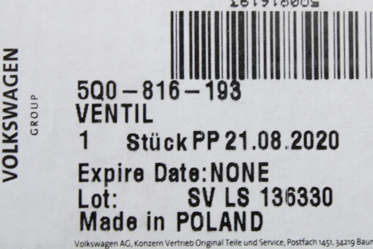 VW Audi Skoda SEAT A/C air con compressor regulator valve 5Q0816193