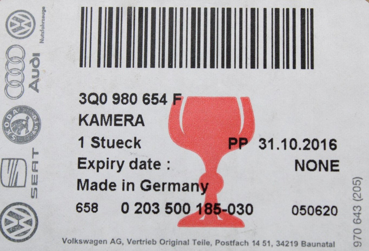 VW Skoda SEAT front camera for driver assistance system 3Q0980654F