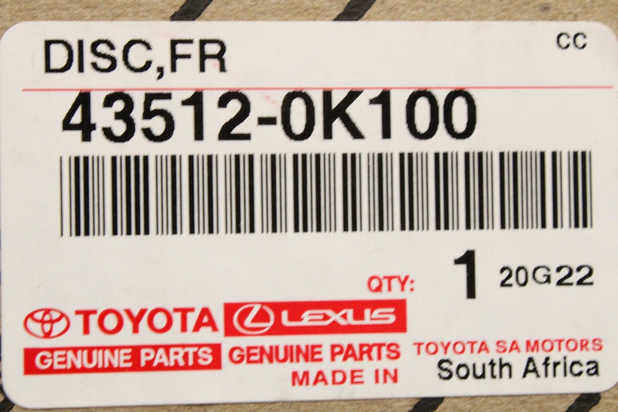 Toyota Fortuner 2005-21 Hilux 2005-21 front brake discs (x2) 43512-0K100