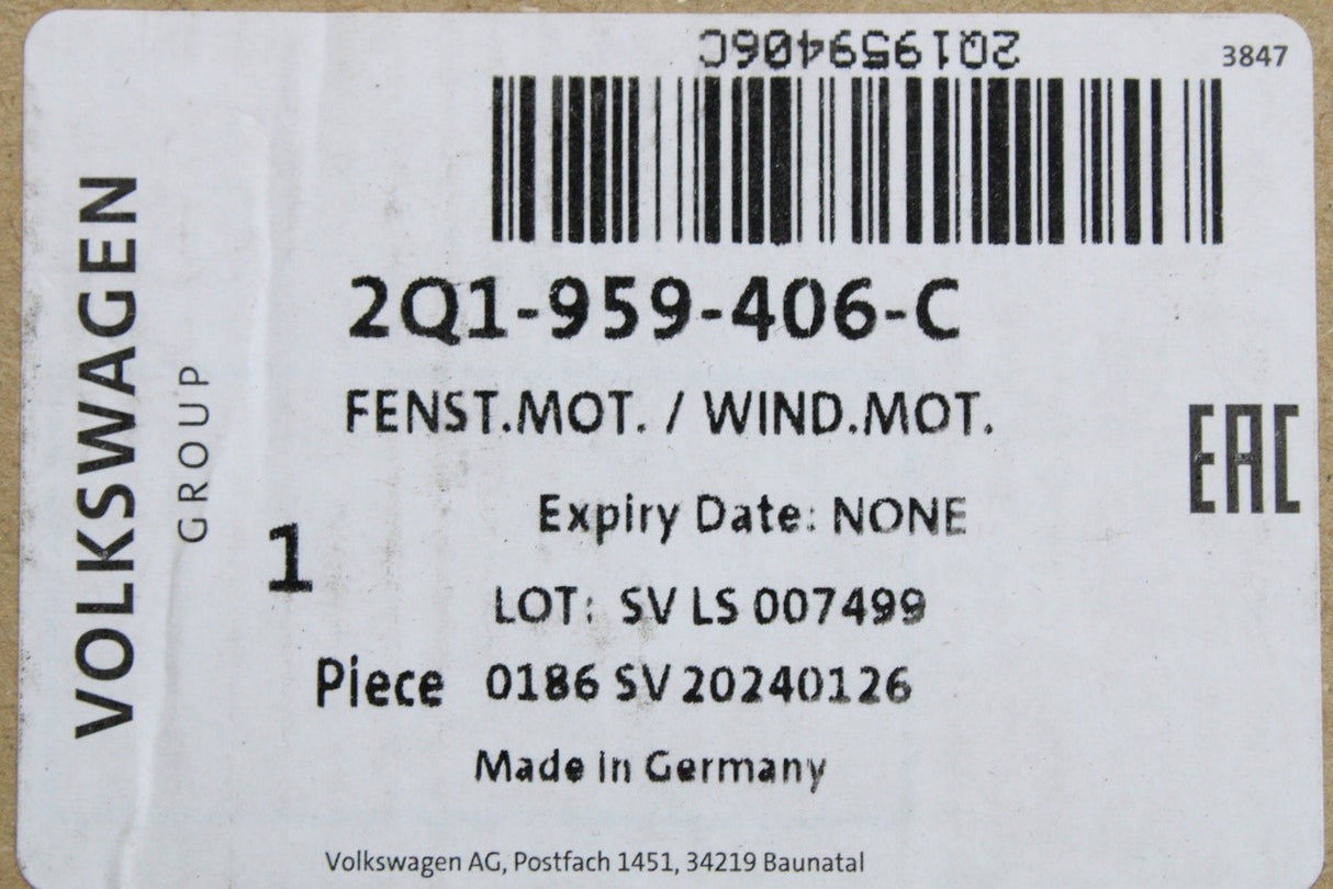 VW Taigo Skoda SEAT Ibiza LHD window motor (front right) 2Q1959406C