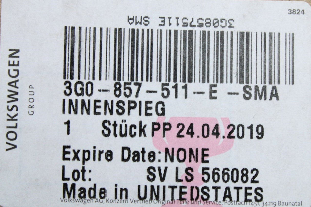 VW Skoda SEAT auto dimming interior rear view mirror 3G0857511E SMA