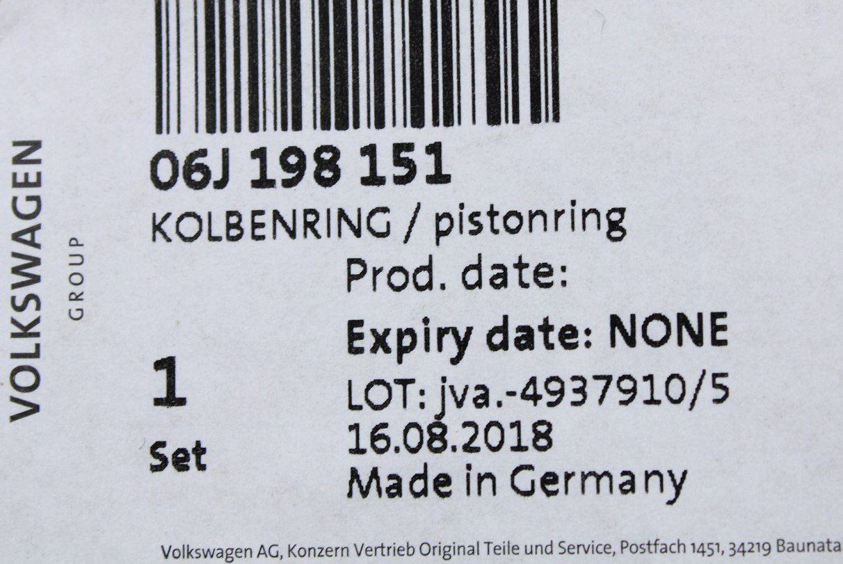 VW Audi Skoda SEAT 1.8 2.0 TSI TFSI piston rings (x1 cylinder) 06J198151