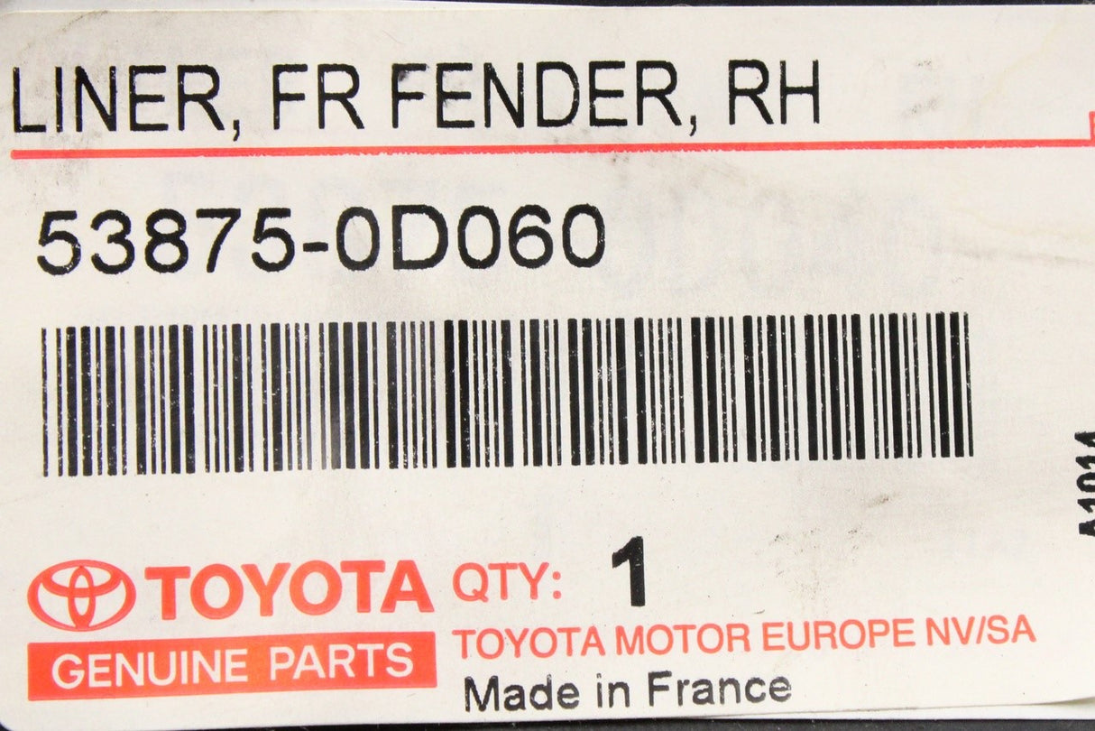 Toyota Yaris 2005-2011 front wheel arch liner (right) 53875-0D060