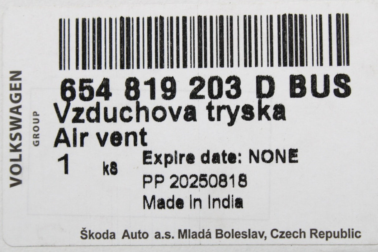 Skoda Scala Kamiq 2019-on centre console air vent (rear) 654819203D BUS