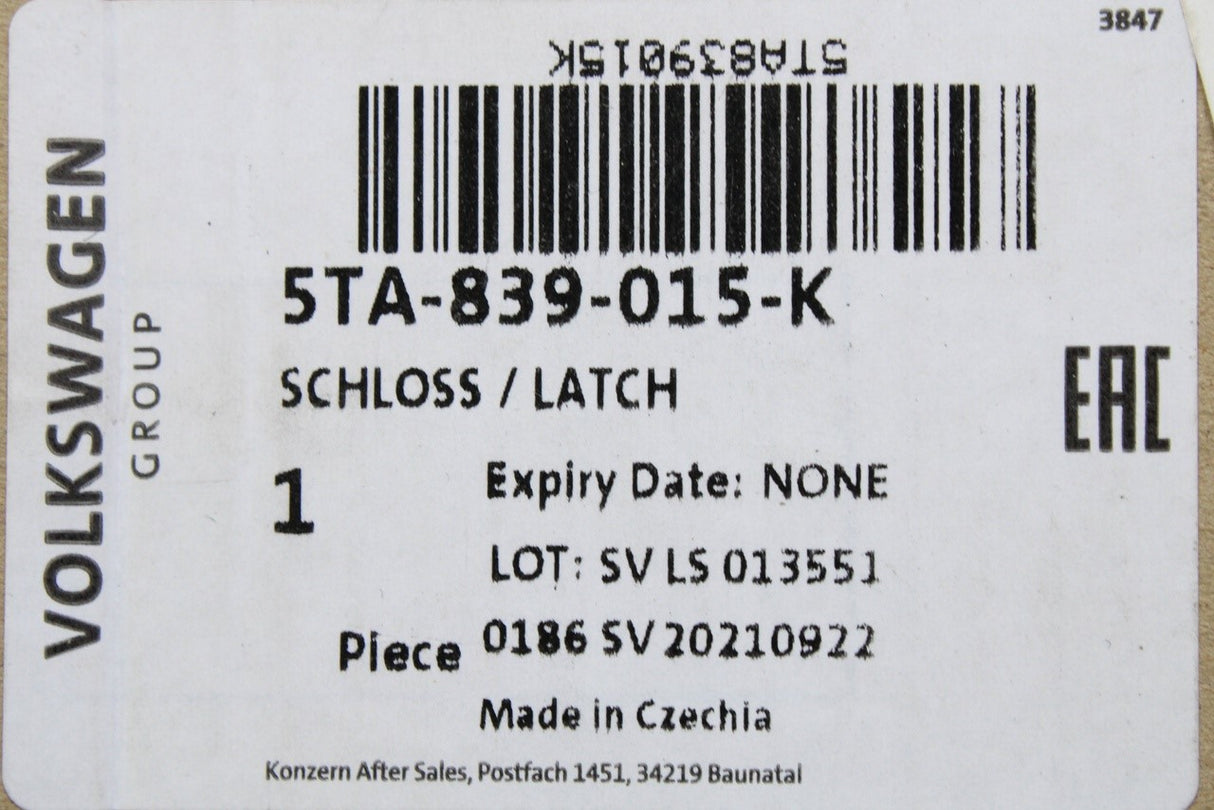 VW Golf MK7 Audi Q3 Skoda SEAT 2013-on door lock (rear left) 5TA839015K