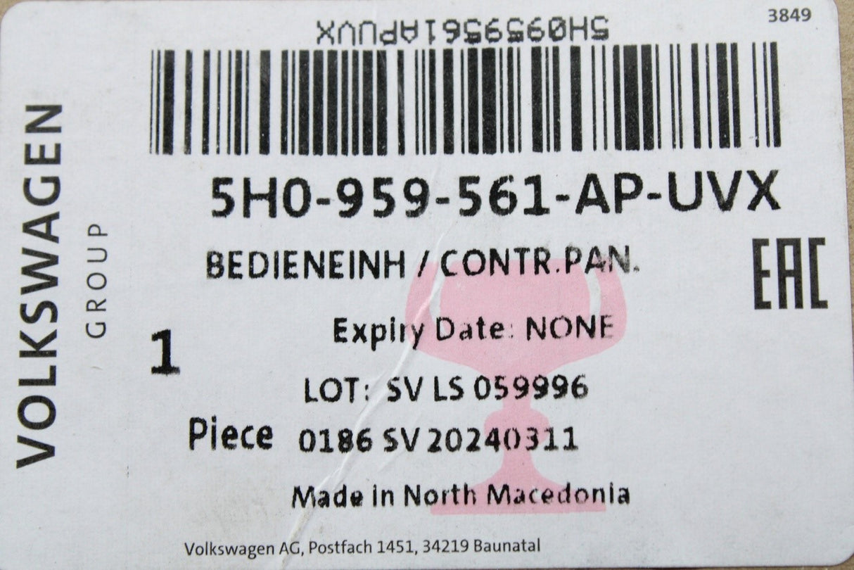 VW Golf MK8 2020-on LED reading light control panel 5H0959561AP UVX