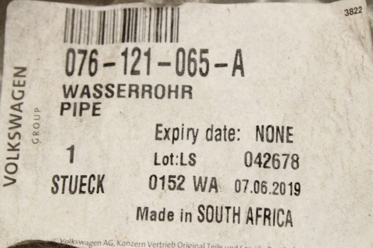 VW Crafter 2006-2016 2.5TDI coolant pipe 076121065A