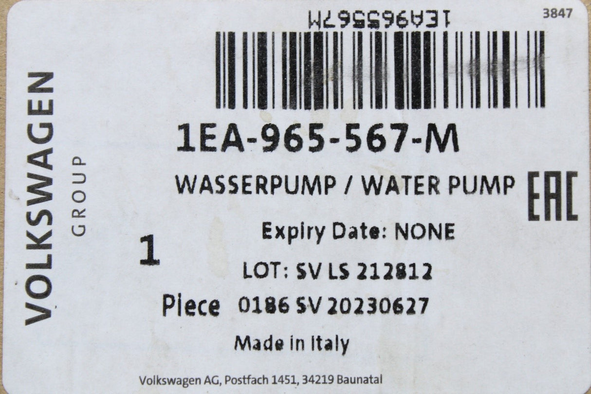 VW ID.4 Audi Q4 e-tron Skoda CUPRA auxiliary coolant pump 1EA965567M