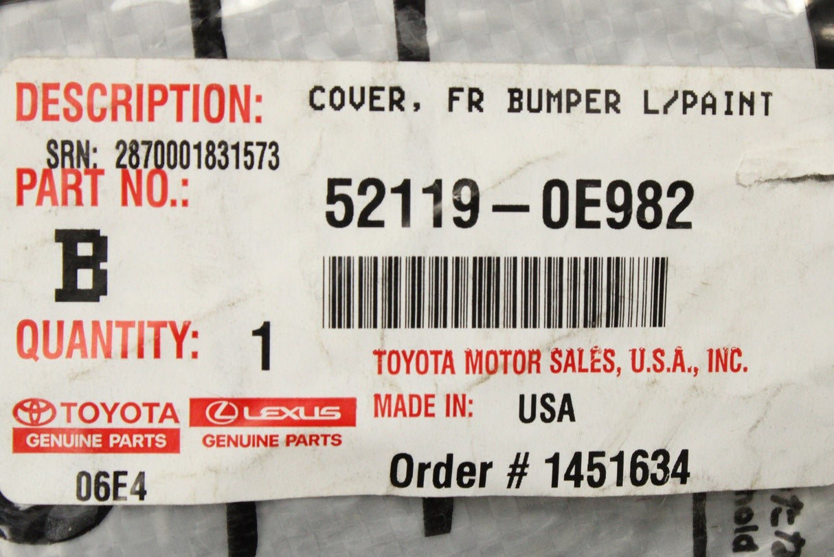 Toyota Highlander 2019-on front bumper cover (primed) 52119-0E982