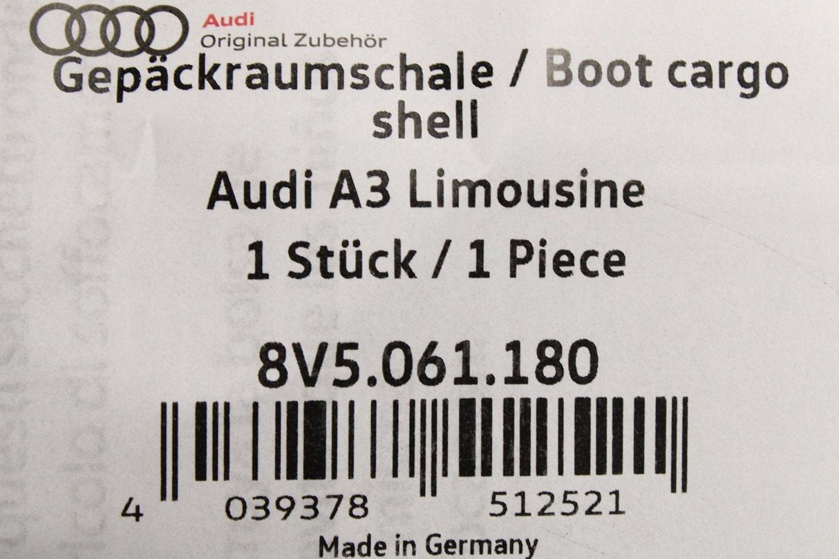 Audi A3 2013-20 S3 2017-20 boot load liner mat (saloon) 8V5061180