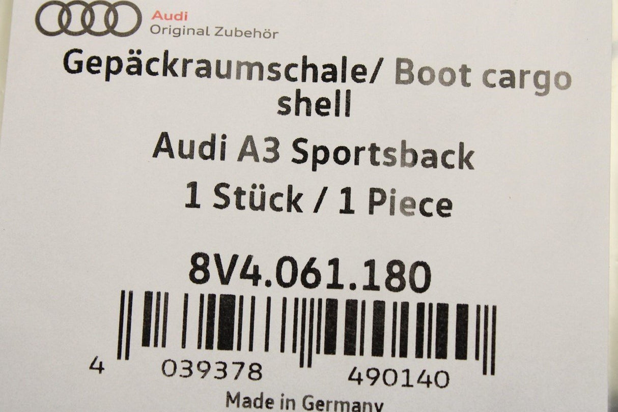 Audi A3 S3 RS3 8V Sportback 2013-20 boot liner mat 8V4061180