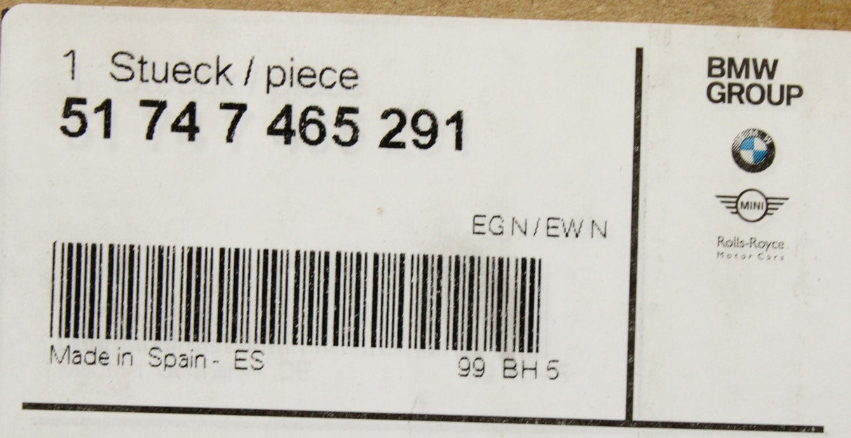 BMW 4 Series F32 F33 F36 16-20 wing air duct trim (left) 51747465291