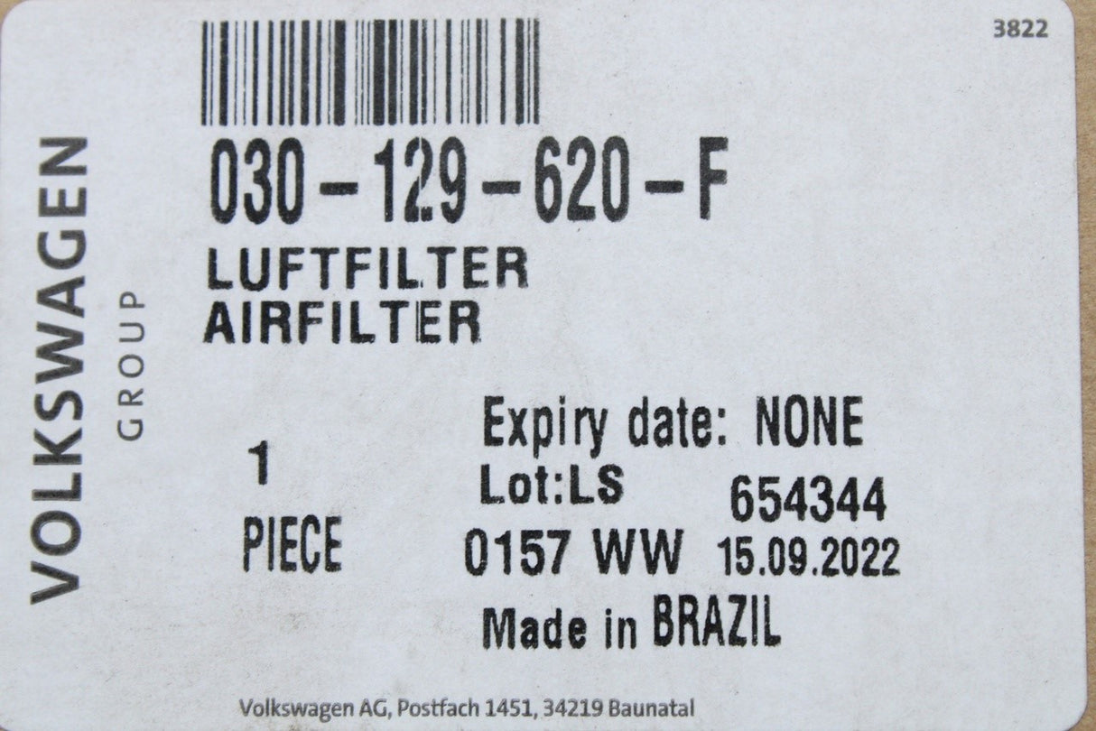 VW Fox 2005-2012 1.4 air filter element 030129620F