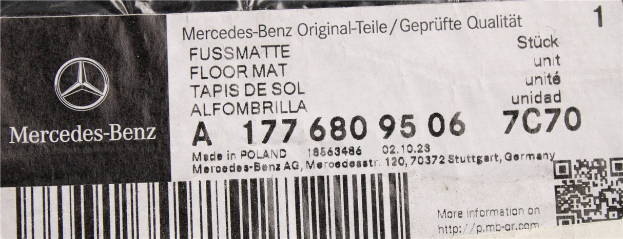 Mercedes-Benz A-Class W177 RHD carpet floor mat set A17768095067C70