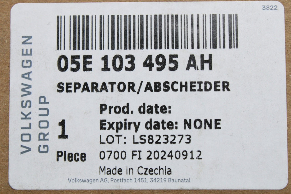 VW Audi A3 Skoda SEAT 1.5 TSI crankcase breather PCV valve 05E103495AH