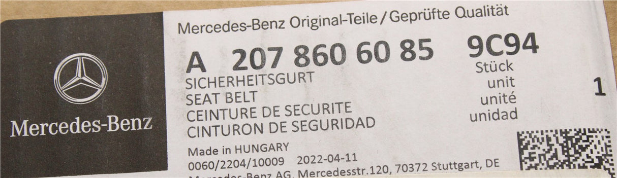 Mercedes-Benz E-class 2009-2016 seal belt (front right) A2078606085 9C94