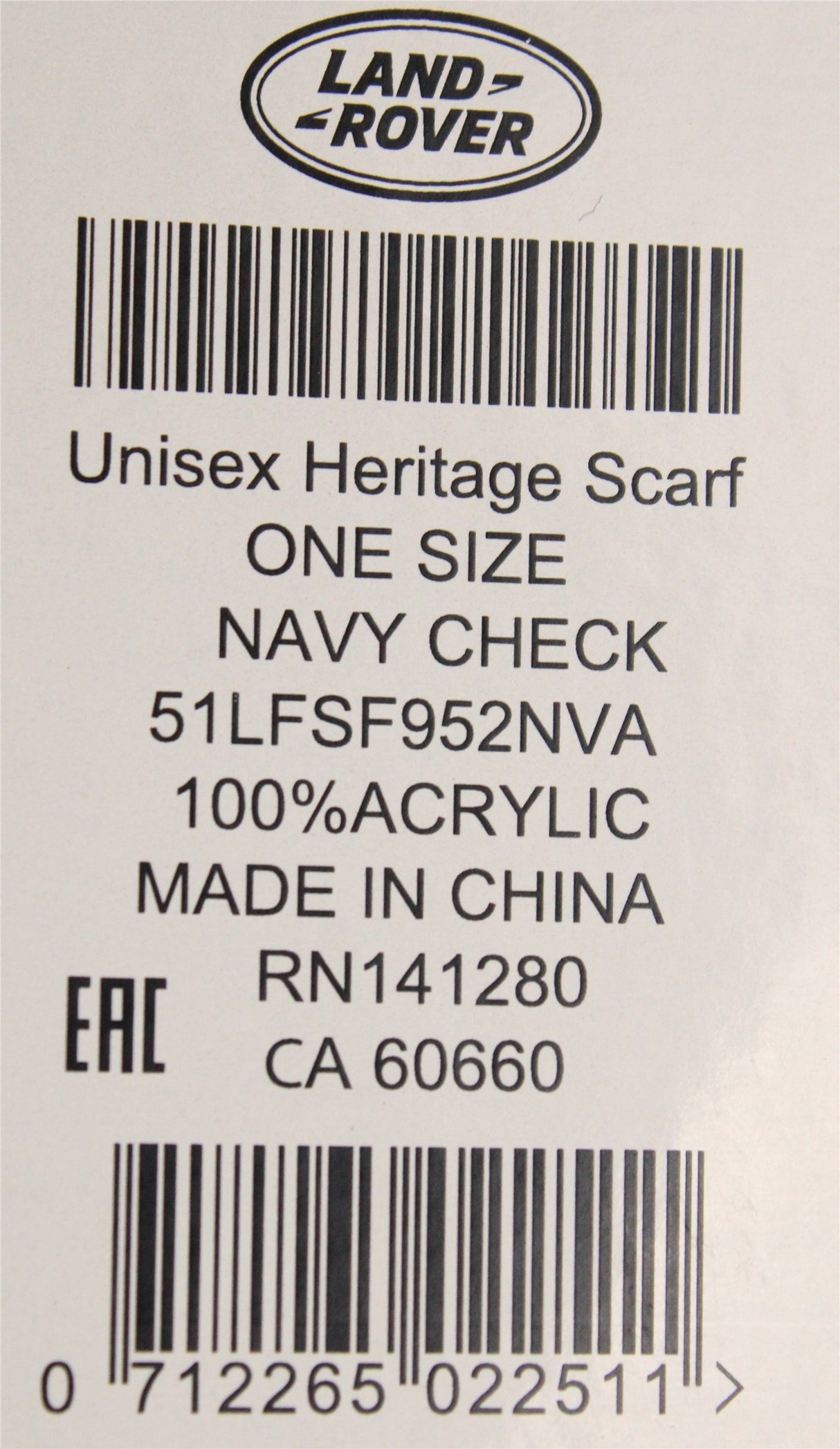 Land Rover unisex heritage scarf LFSF952NVA