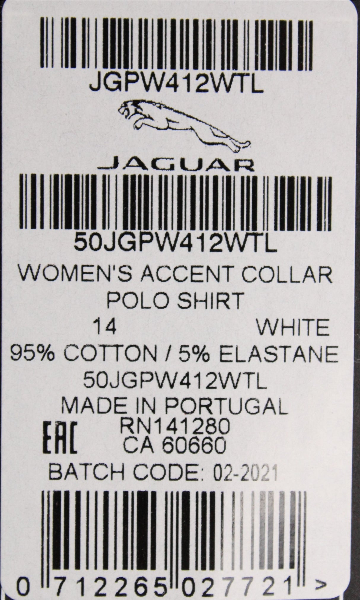 Jaguar Women's accent collar polo shirt (Size 14) JGPW412WTL