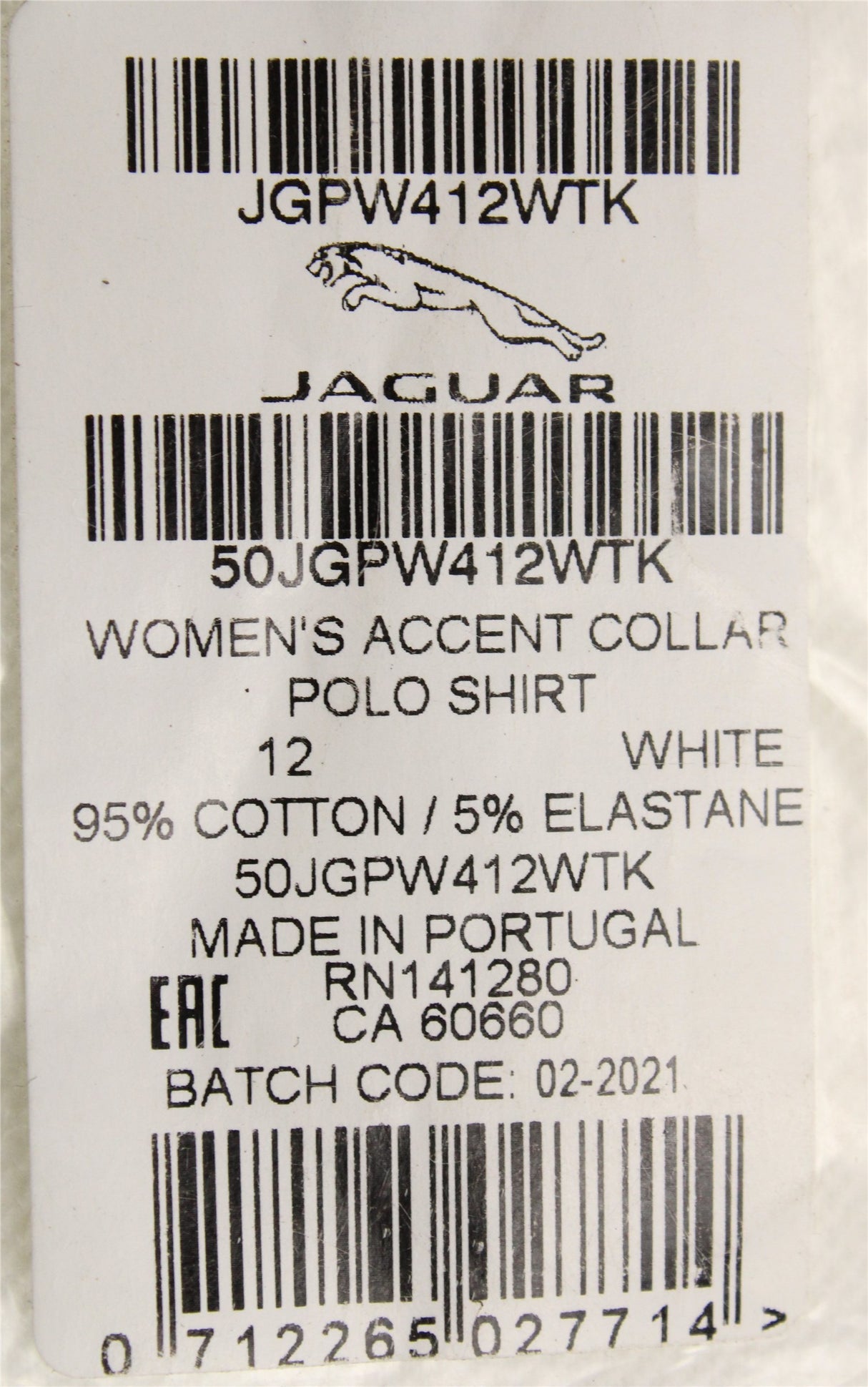 Jaguar Women's accent collar polo shirt (Size 12) JGPW412WTK