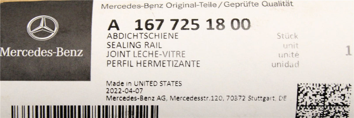 Mercedes-Benz GLE W167 window aperture seal (right inner) A1677251800