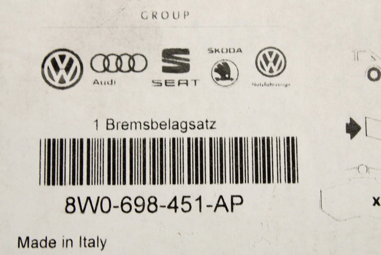 Audi A4 2016-on A5 2017-on brake pads (rear) 8W0698451AP
