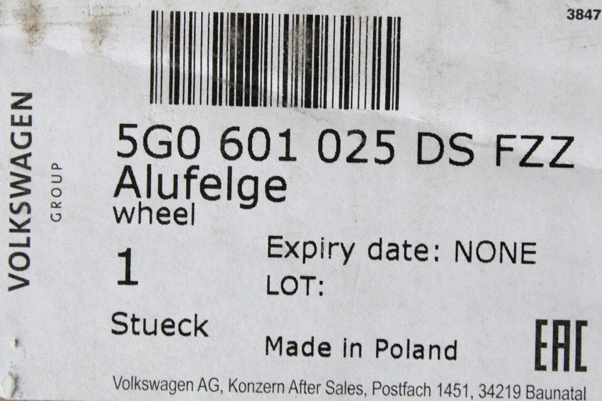 VW Golf MK7.5 2017-20 16 inch Woodstock alloy wheel 5G0601025DS FZZ