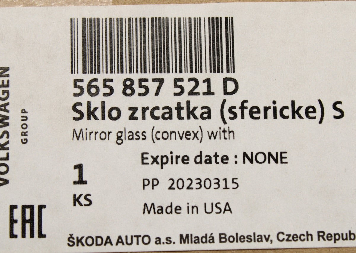 Skoda Karoq Kodiaq auto dimming wing mirror glass (left) 565857521D
