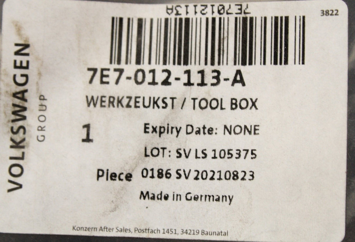 VW California T5 T6 2007-on Caravelle 2020-on toolbox 7E7012113A