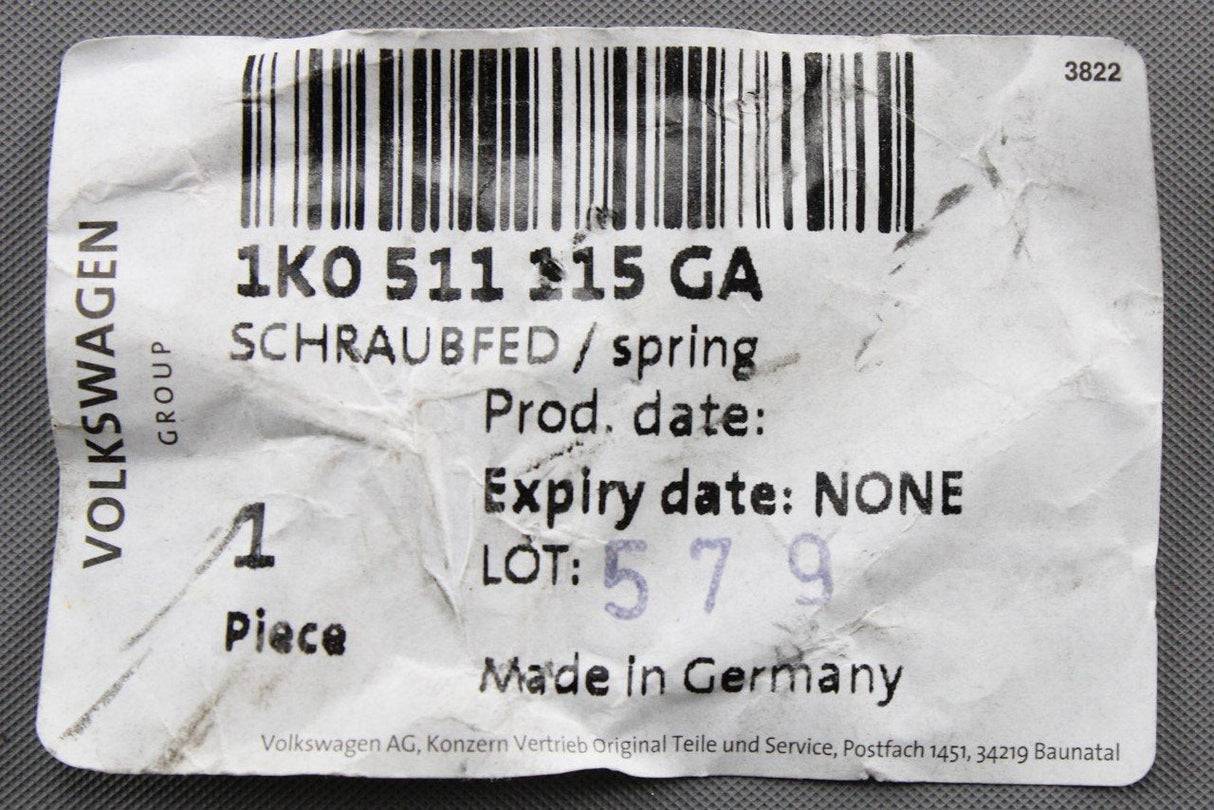 VW Golf MK5 MK6 Scirocco Beetle 2006-2018 rear coil spring 1K0511115GA