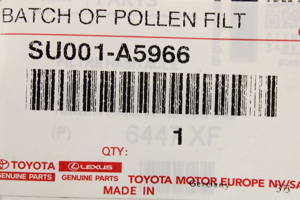 Toyota Proace 2016-on pollen filter element SU001-A5966