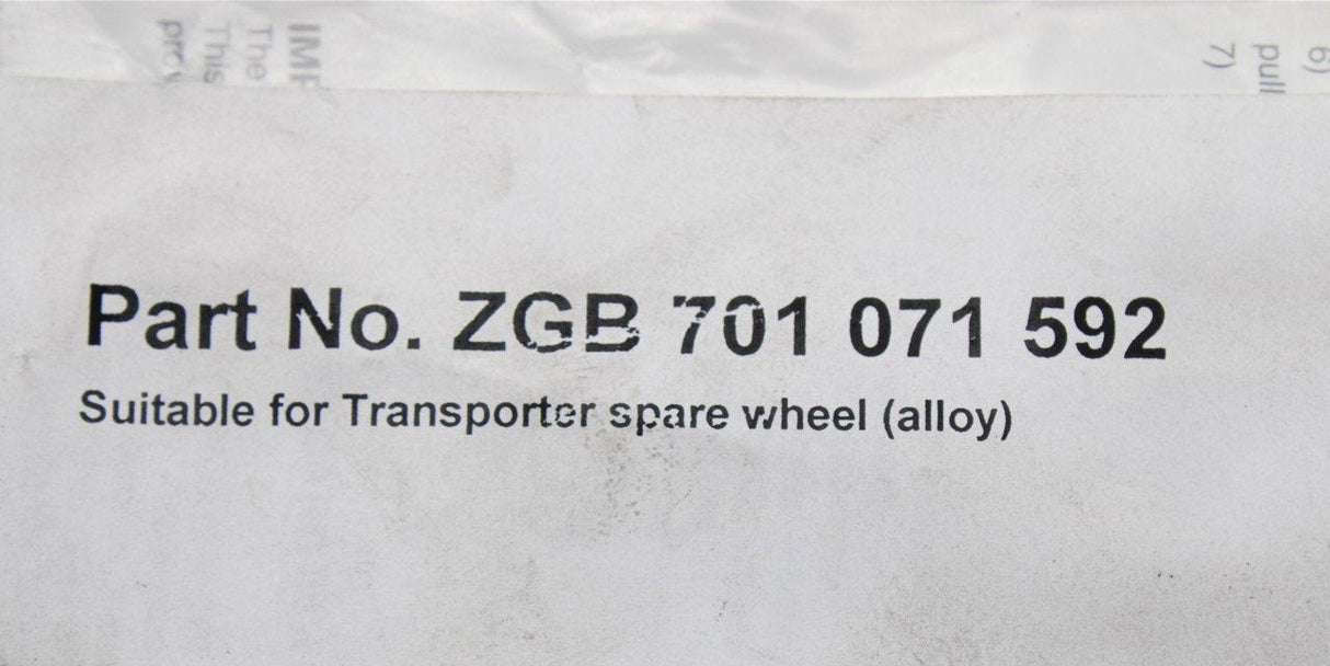 VW Transporter T4 T5 Spare wheel anti theft bolt (alloy spare) ZGB701071592