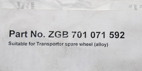 VW Transporter T4 T5 Spare wheel anti theft bolt (alloy spare) ZGB701071592