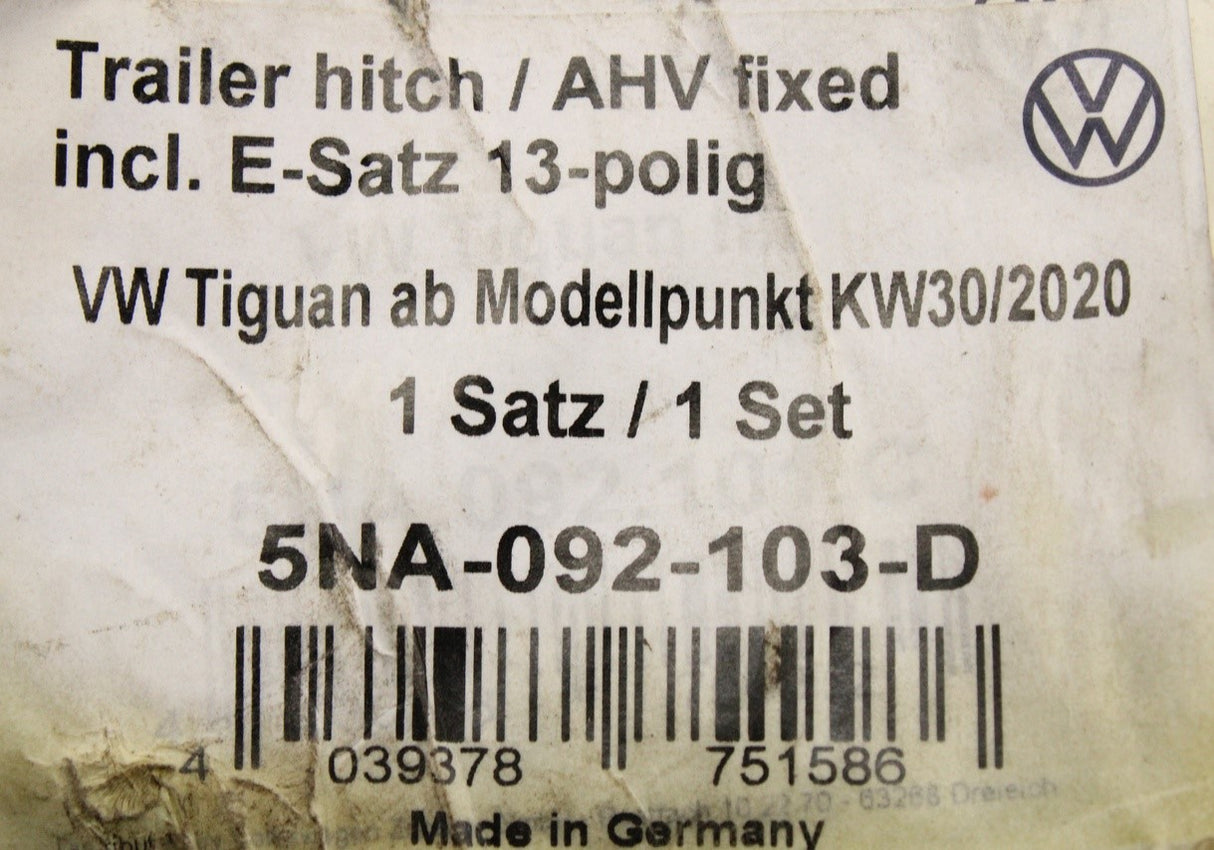 VW Tiguan 2016-2024 fixed tow bar hitch 5NA092103D