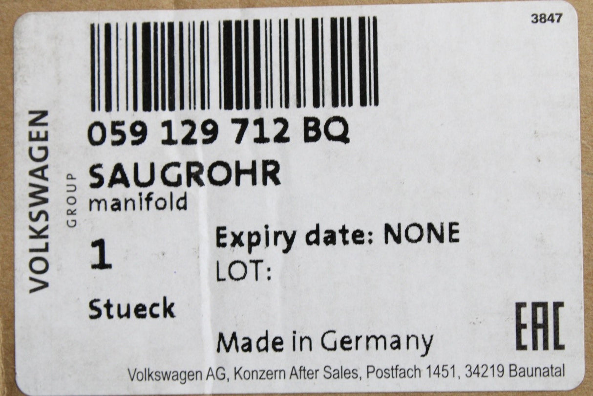 Audi A4 B7 A6 A8 D3 Q7 2.7 3.0 TDI intake manifold (right) 059129712BQ
