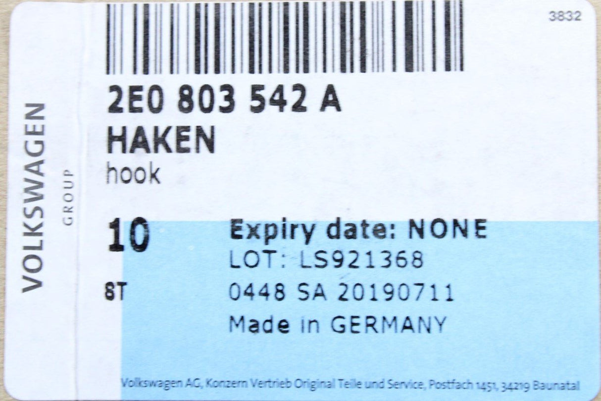 VW Crafter Pick Up only 2006-16 spare wheel hook 2E0803542A
