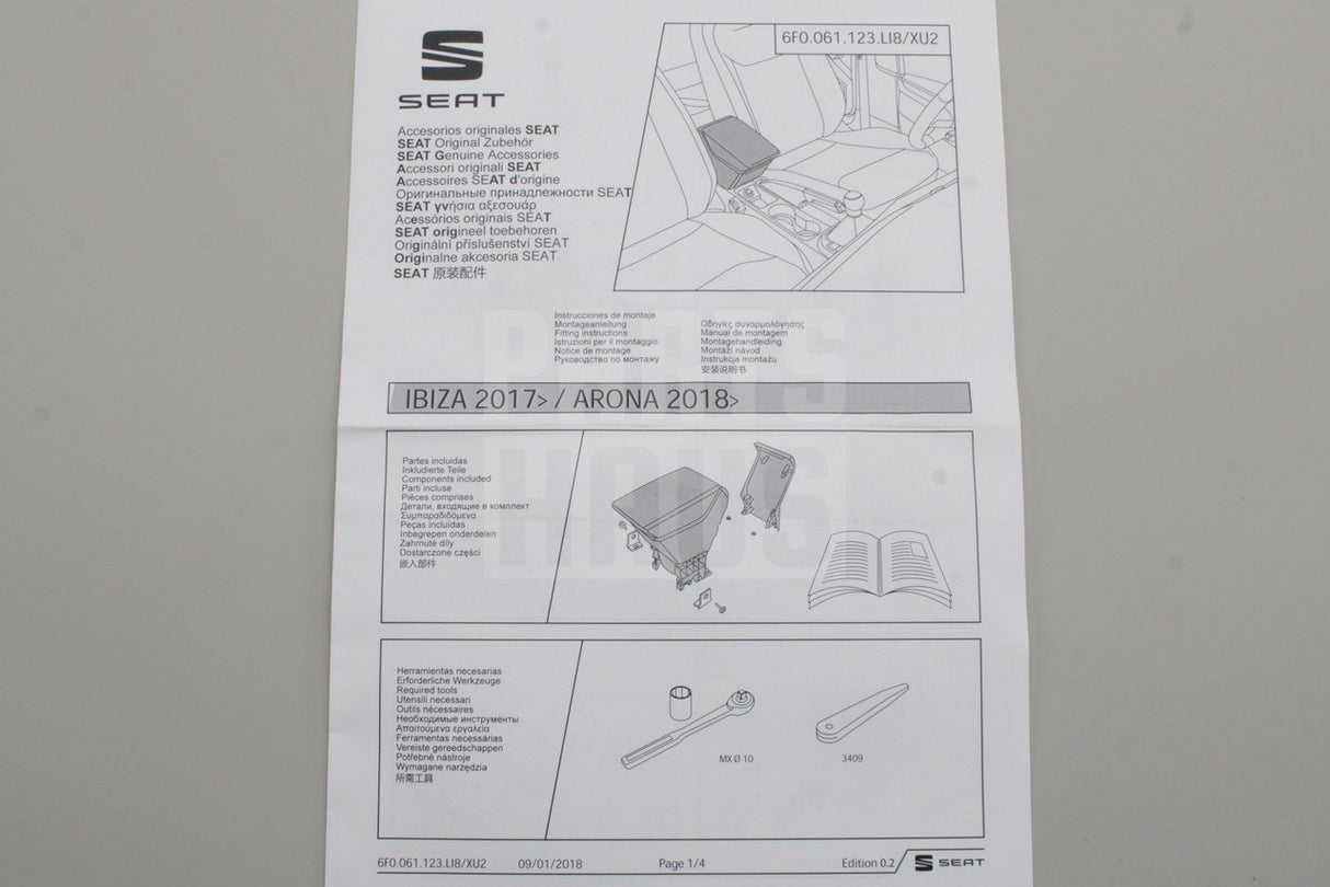 SEAT Ibiza 2018-on Arona 2018-on armrest retro-fit kit 6F0061123 LI8