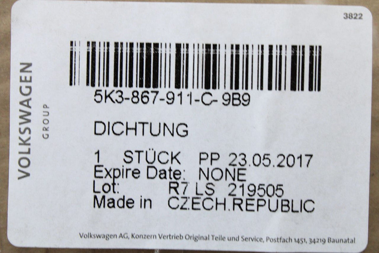 VW Golf MK6 09-13 front door inner seal left/right (3 dr) 5K3867911C 9B9