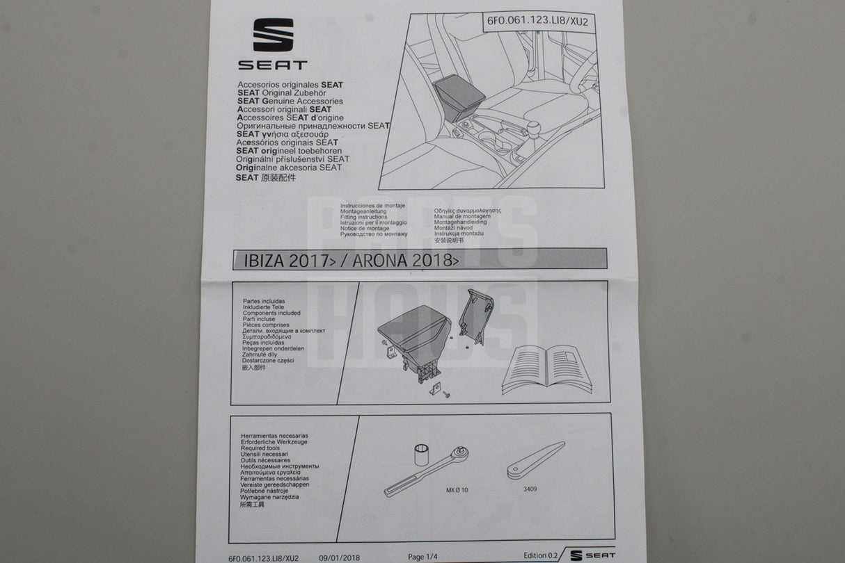SEAT Ibiza 18-on Arona 18-on leather armrest retro-fit kit 6F0061123 XU2