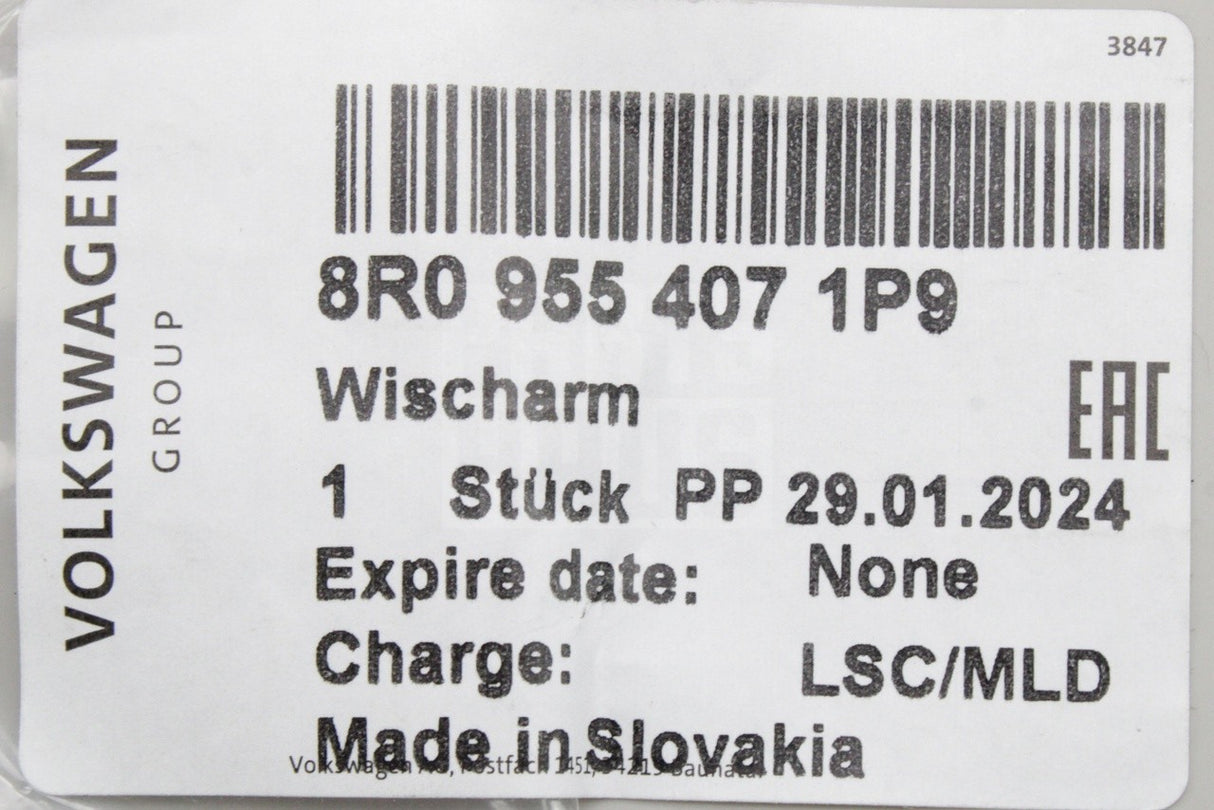 VW Touareg Audi A1 Q5 2009-2018 rear wiper arm 8R0955407 1P9