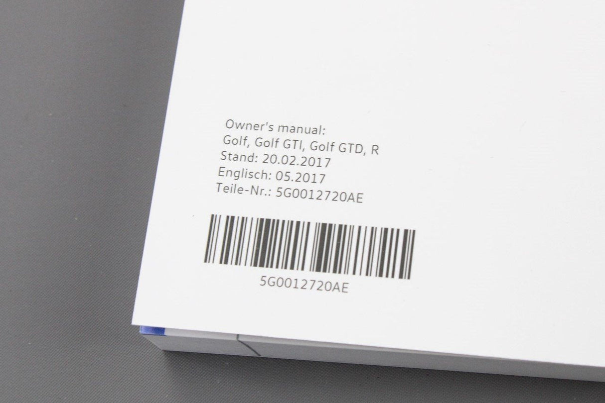 VW Golf GTI GTD R MK7 2013-2016 owners manual book 5G0012720AE