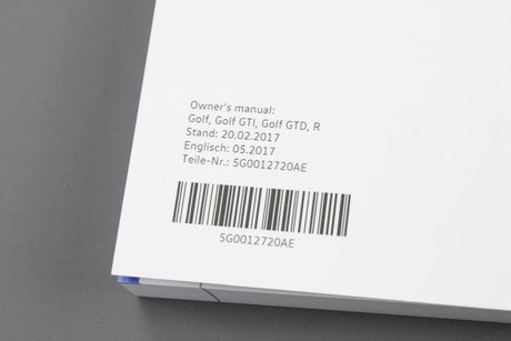 VW Golf GTI GTD R MK7 2013-2016 owners manual book 5G0012720AE