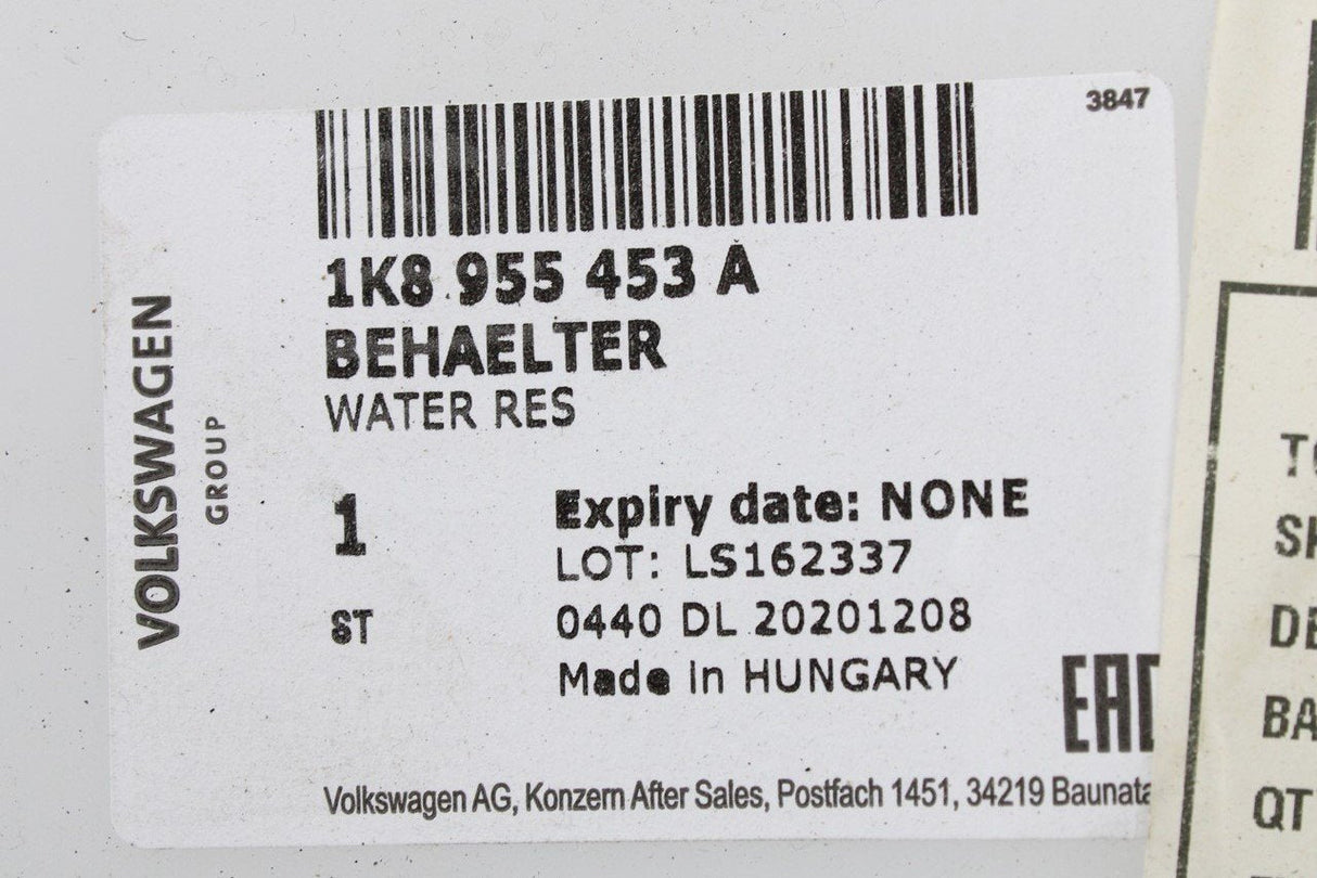 VW Scirocco 2015-2018 Washer fluid bottle 5.0 litre 1K8955453A