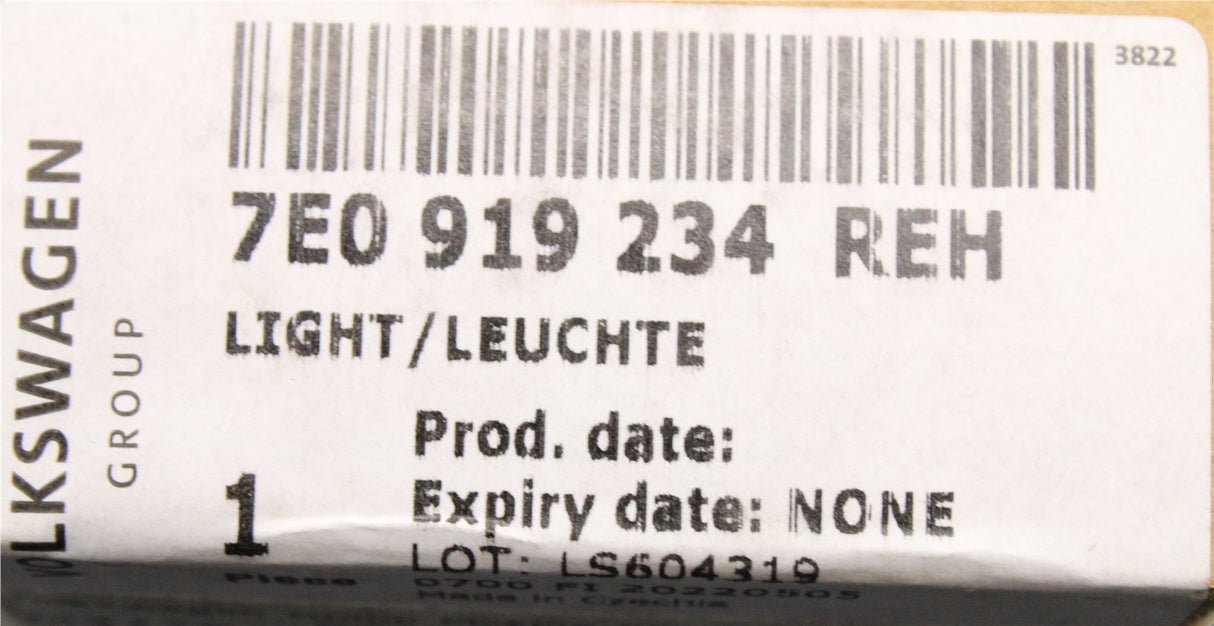 VW Transporter T5.1 2010-15 passenger airbag light 7E0919234REH