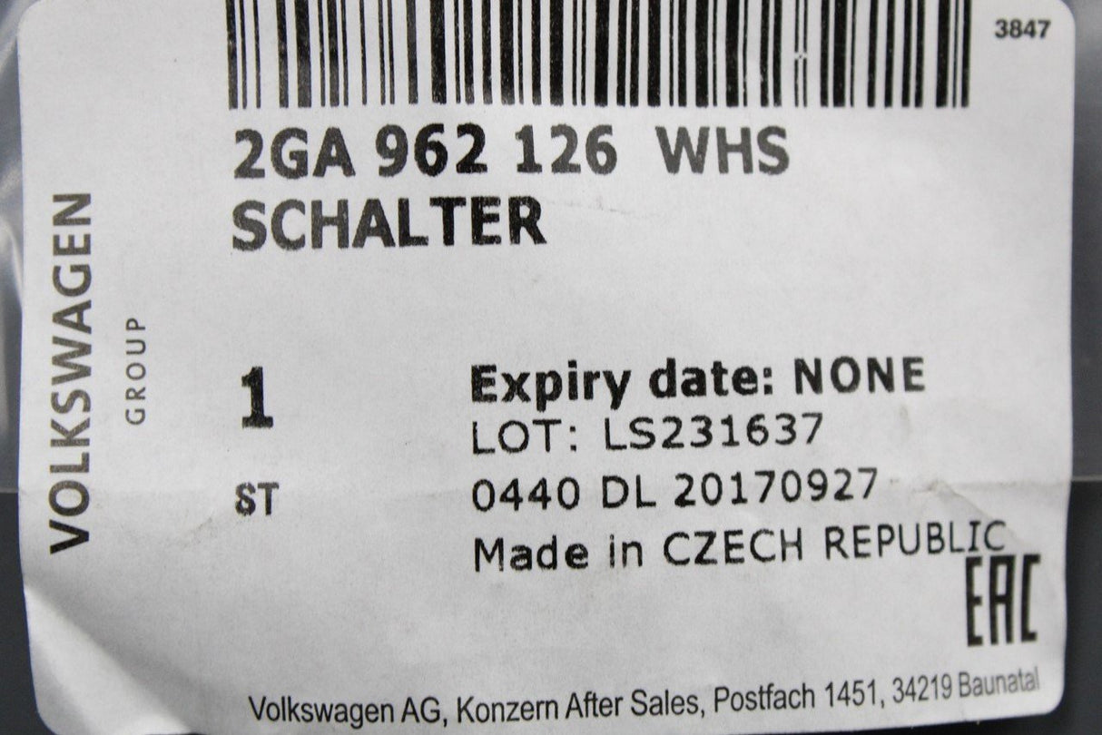 VW T-Roc 2018-on safety switch for central locking (RHD) 2GA962126 WHS