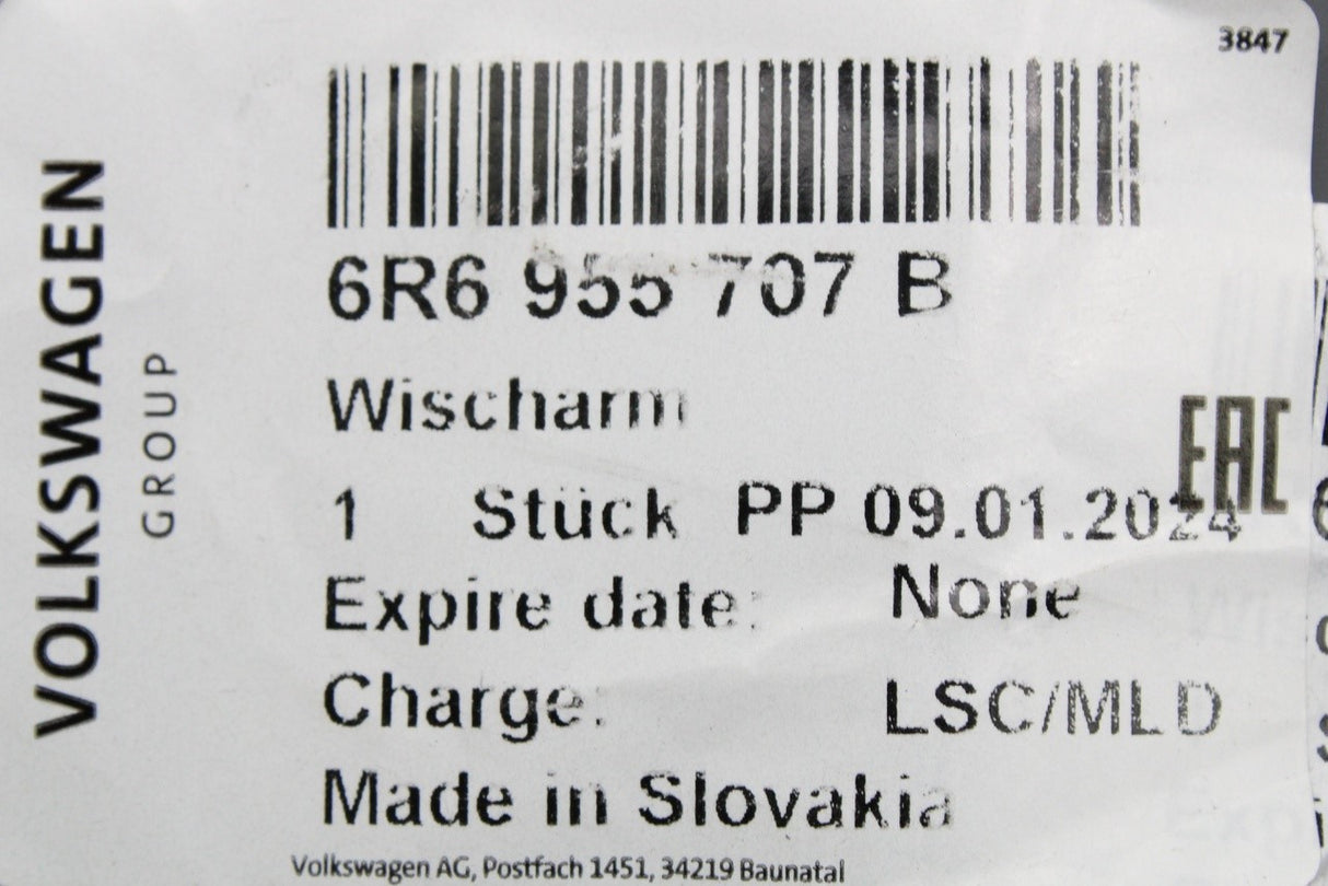 VW Golf MK6 MK7 Polo Up! SEAT rear wiper arm 6R6955707B