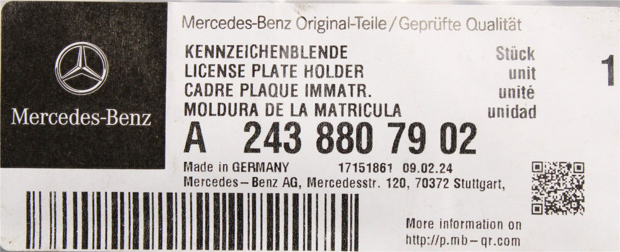 Mercedes-Benz EQB W243 number plate bracket (front) A2438807902