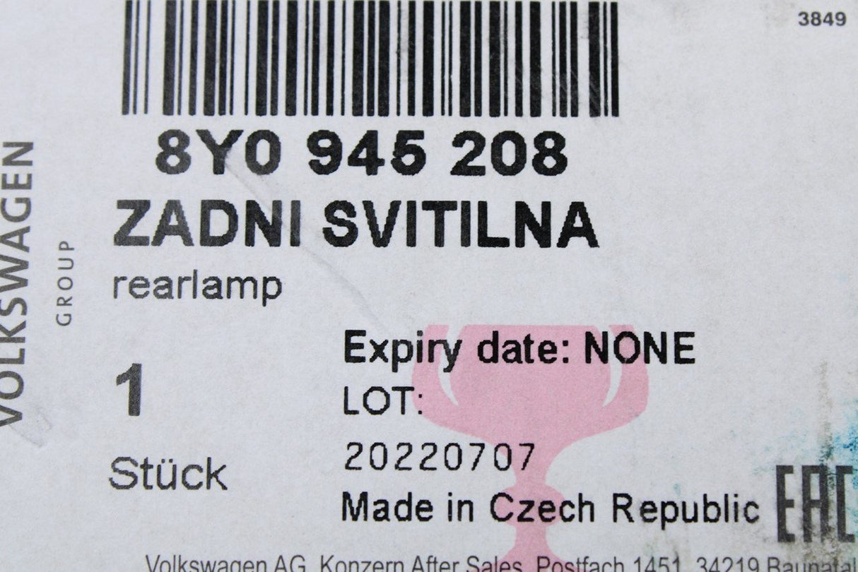 Audi A3 S3 RS3 8Y 2020-on LED tail light (rear outer right) 8Y0945208