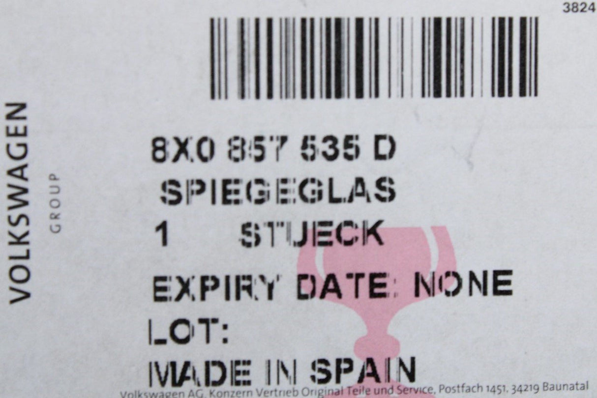 Audi A1 2011-18 exterior heated wing mirror glass (left) 8X0857535D